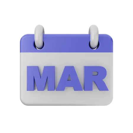 Calendrier de mars  3D Icon