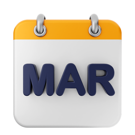 Calendrier de mars  3D Icon