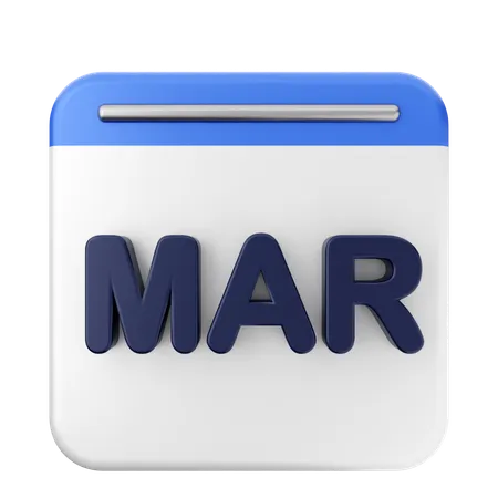 Calendrier de mars  3D Icon