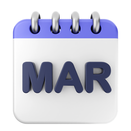 Calendrier de mars  3D Icon