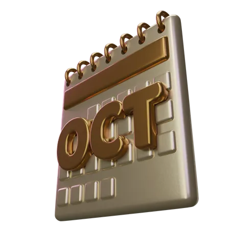 Calendrier du mois d'octobre  3D Icon