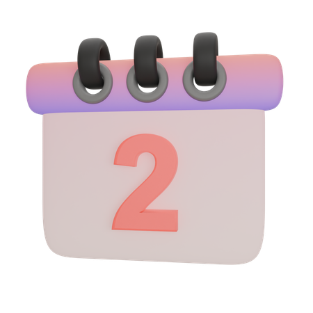 Calendrier numéro deux  3D Icon