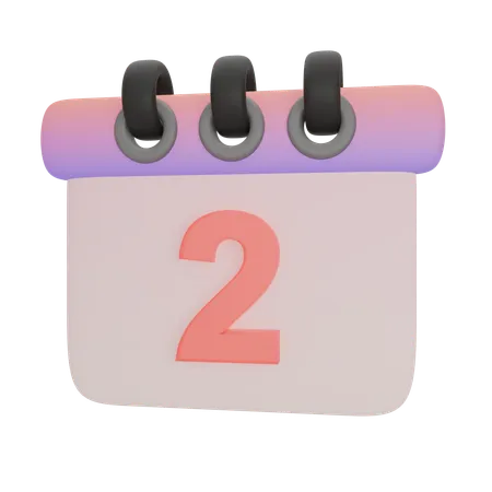 Calendrier numéro deux  3D Icon