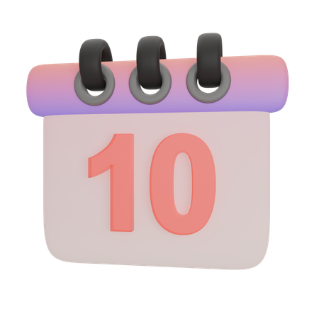 Calendrier numéro dix  3D Icon