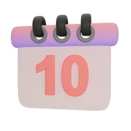 Calendrier numéro dix  3D Icon