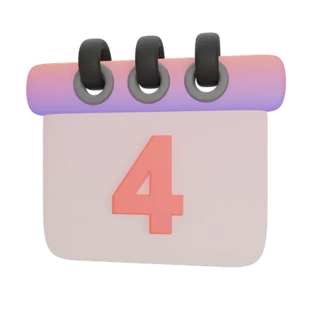 Calendrier numéro quatre  3D Icon