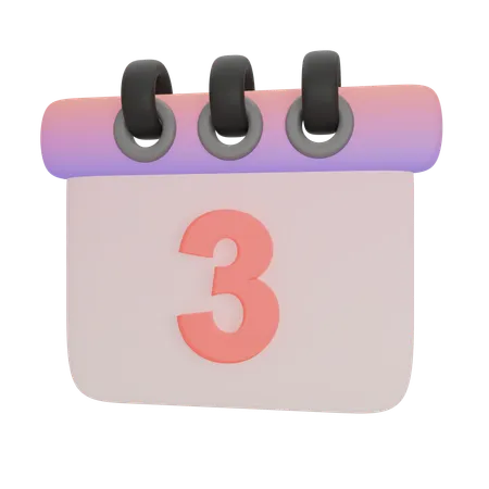 Calendrier numéro trois  3D Icon