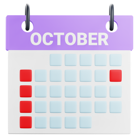 Calendrier d'octobre  3D Icon