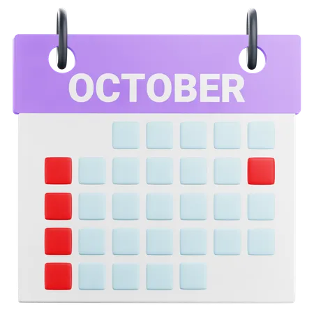 Calendrier d'octobre  3D Icon