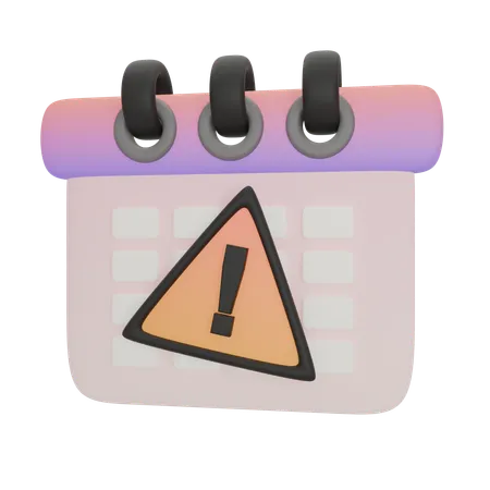 Calendrier notification d'horaire problématique  3D Icon