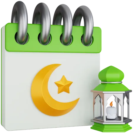 Calendrier du Ramadan avec des lumières de lanterne  3D Icon