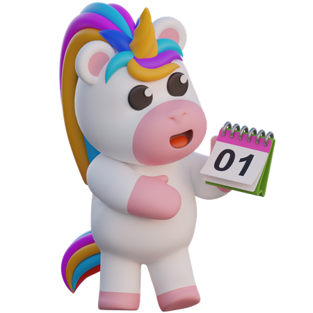 Calendrier de tenue de licorne  3D Illustration