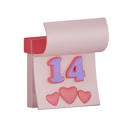 Calendrier de la Saint-Valentin  3D Illustration