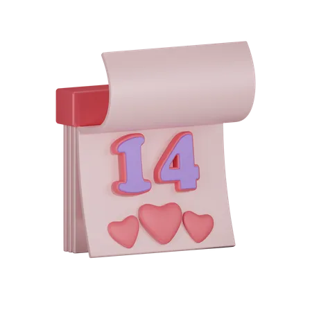 Calendrier de la Saint-Valentin  3D Illustration