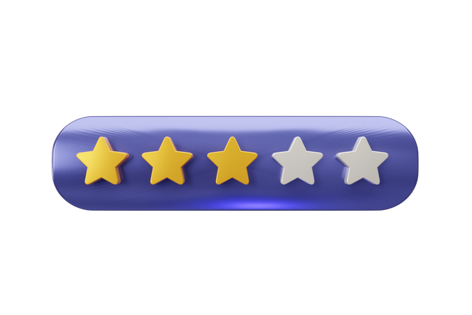 Calificación de 3 estrellas  3D Icon