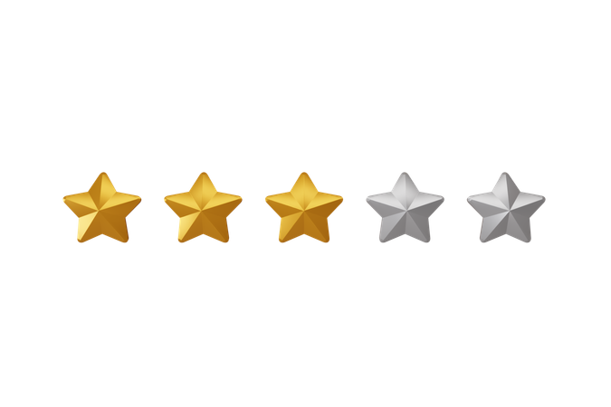 Calificación de 3 estrellas  3D Icon