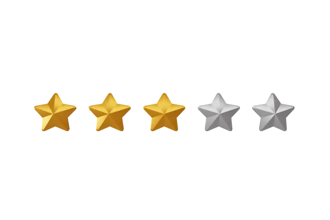 Calificación de 3 estrellas  3D Icon