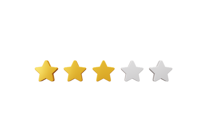 Calificación de 3 estrellas  3D Icon