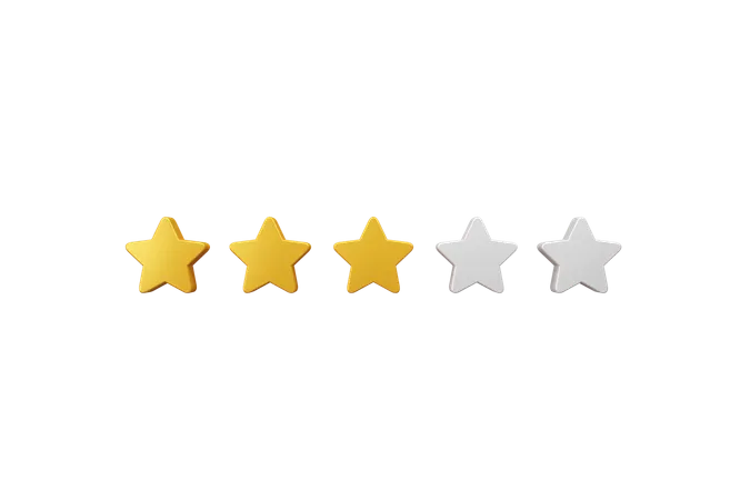 Calificación de 3 estrellas  3D Icon