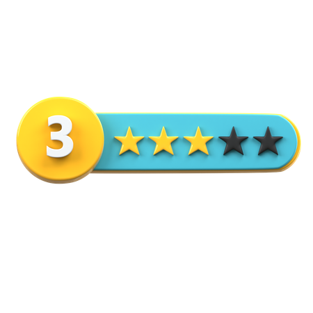 Calificación de 3 estrellas  3D Icon