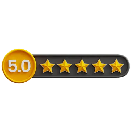 Calificación cinco de cinco estrellas  3D Icon