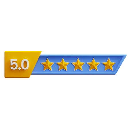 Calificación cinco de cinco estrellas  3D Icon