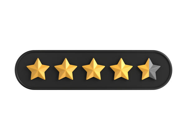 Calificación cuatro punto cinco de cinco estrellas  3D Icon