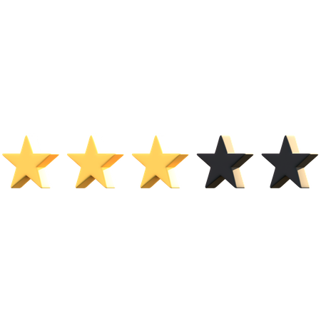 Calificación de 3 estrellas  3D Icon