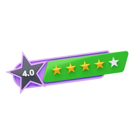 Calificación de cuatro de cinco estrellas  3D Icon