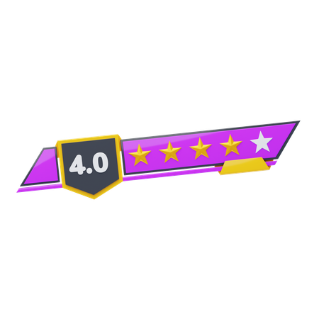 Calificación de cuatro de cinco estrellas  3D Icon