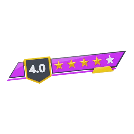 Calificación de cuatro de cinco estrellas  3D Icon