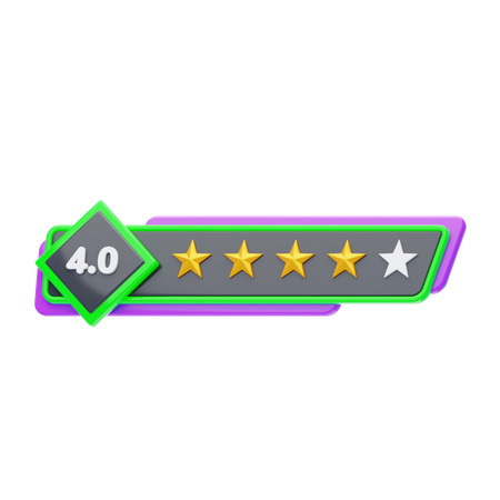 Calificación de cuatro de cinco estrellas  3D Icon