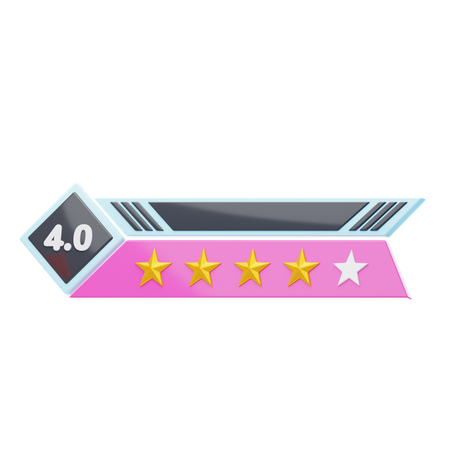 Calificación de cuatro de cinco estrellas  3D Icon