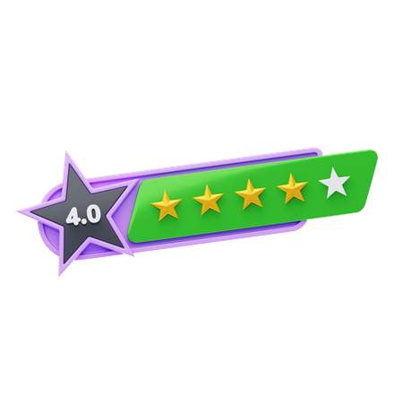 Calificación de cuatro de cinco estrellas  3D Icon