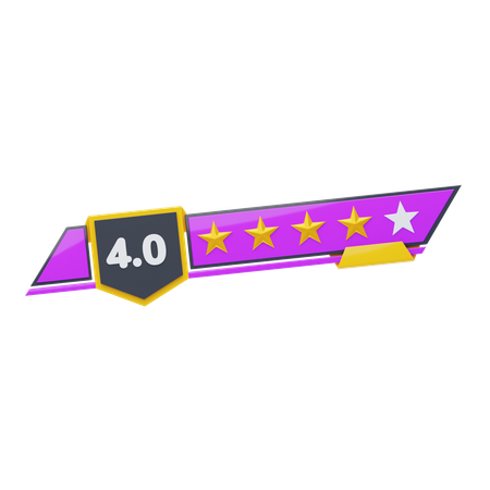 Calificación de cuatro de cinco estrellas  3D Icon