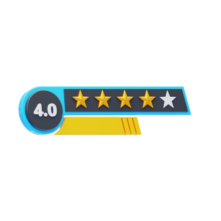 Calificación de cuatro de cinco estrellas  3D Icon