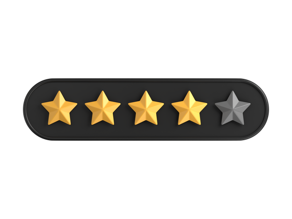 Calificación de cuatro de cinco estrellas  3D Icon