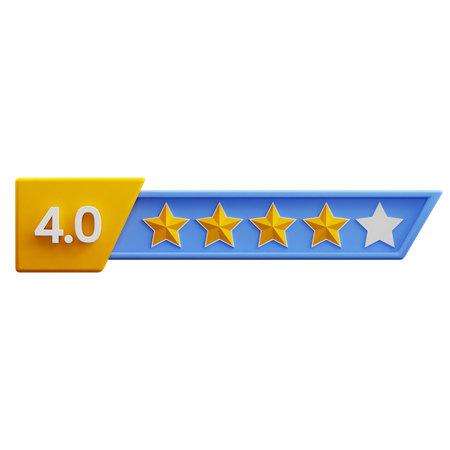 Calificación de cuatro de cinco estrellas  3D Icon