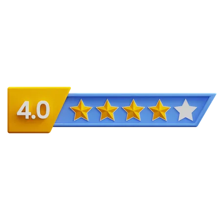 Calificación de cuatro de cinco estrellas  3D Icon