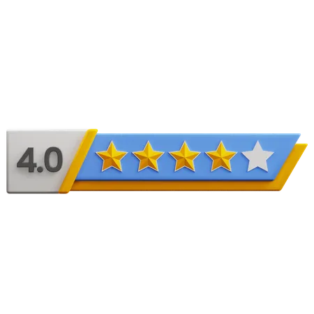 Calificación de cuatro de cinco estrellas  3D Icon