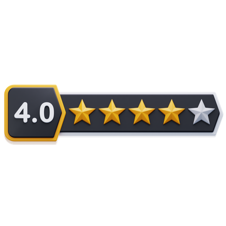 Calificación de cuatro estrellas  3D Icon