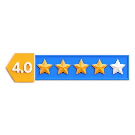 Calificación de cuatro estrellas  3D Icon