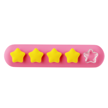 Calificación de cuatro estrellas rosa amarillo  3D Icon
