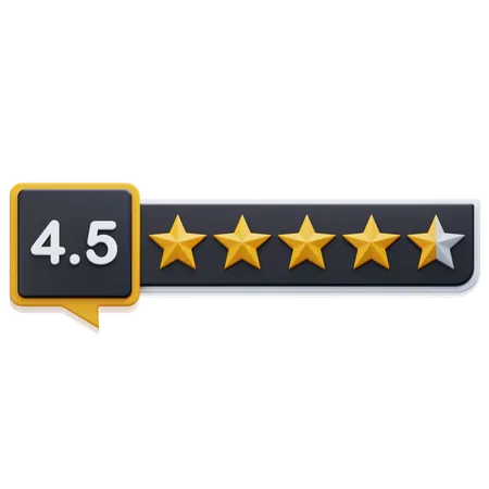 Calificación de cuatro punto cinco estrellas  3D Icon