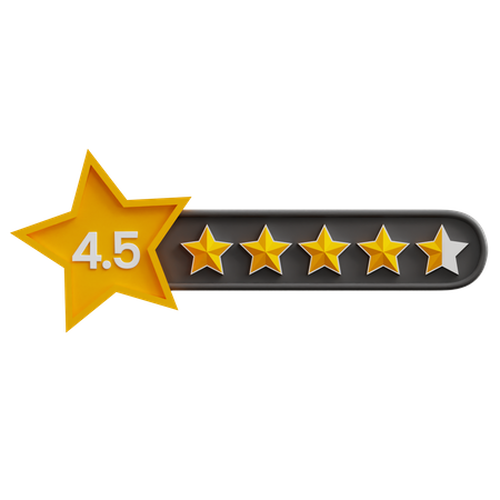 Calificación de cuatro punto cinco estrellas  3D Icon