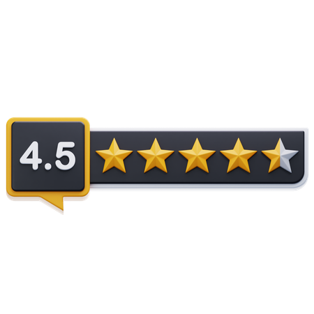 Calificación de cuatro punto cinco estrellas  3D Icon