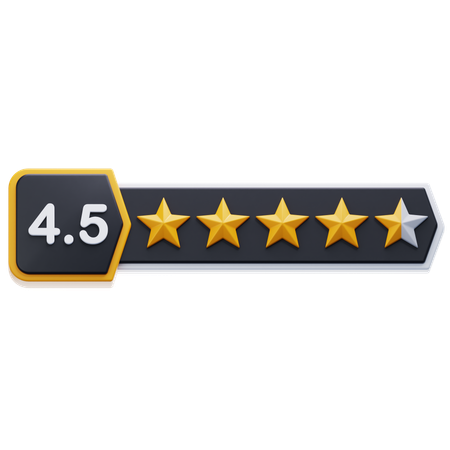 Calificación de cuatro punto cinco estrellas  3D Icon