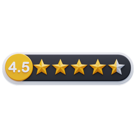 Calificación de cuatro punto cinco estrellas  3D Icon