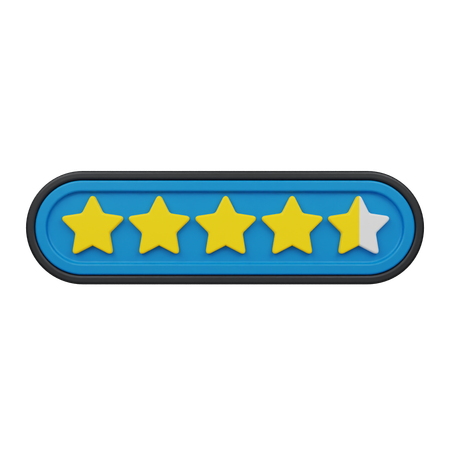 Calificación de cuatro punto cinco estrellas  3D Icon