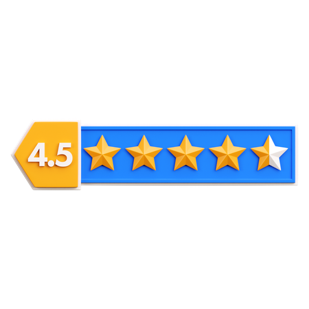 Calificación de cuatro punto cinco estrellas  3D Icon
